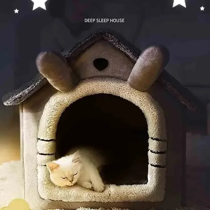 Indoor Warm Dog House Soft Pet Bed Tent House Dog Kennel Cat Bed Removable and Washable Cushion Suitable Four Season Universal