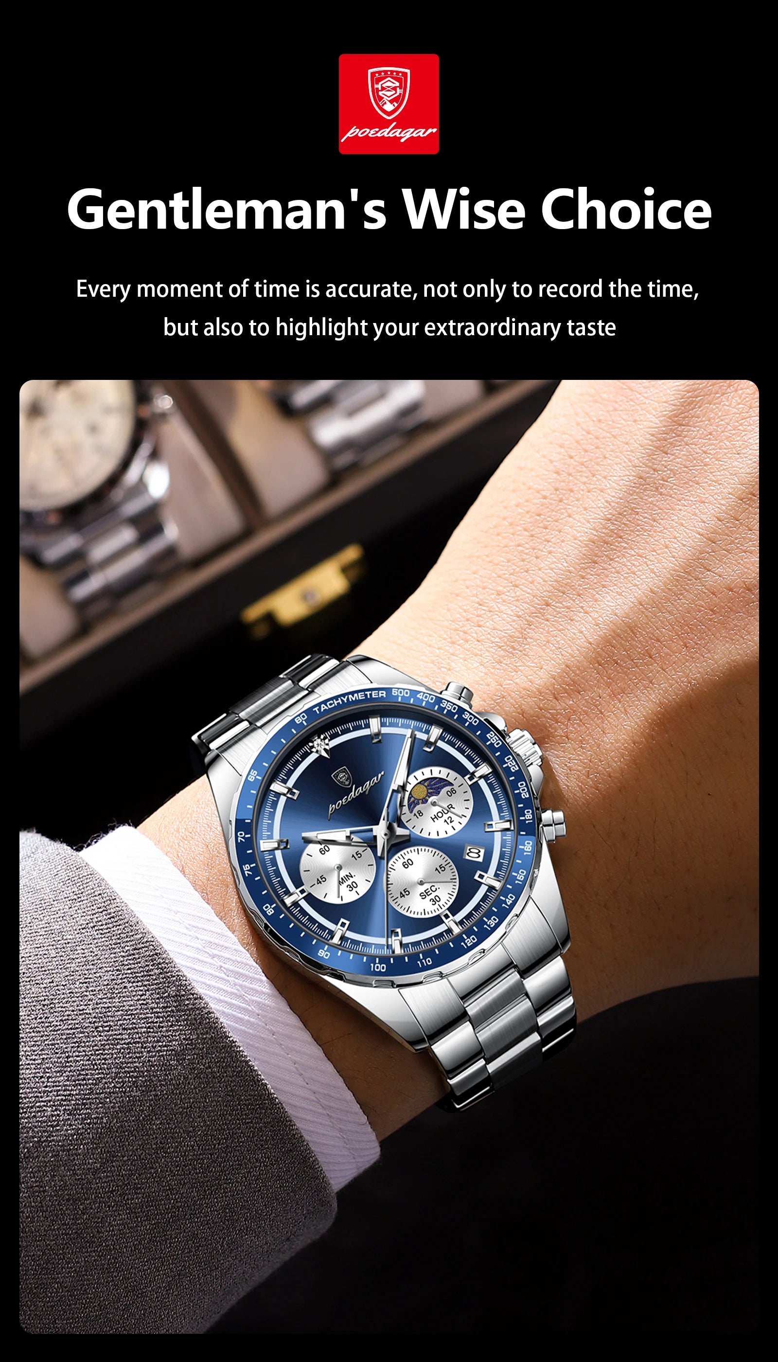 Waterproof Stainless Steel Men's Chronograph Watch - Smarsty