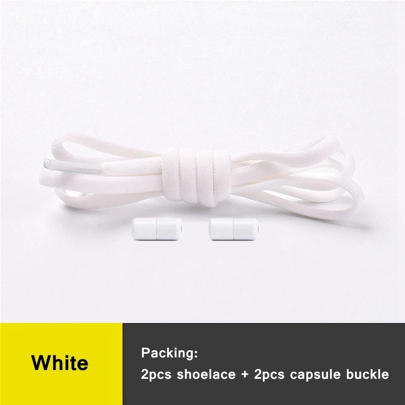 21 Colors No Tie Shoelaces Round Color Metal Lock Elastic Shoelace General For Children And Adults Sneakers Lazy Laces Unisex - Smarsty