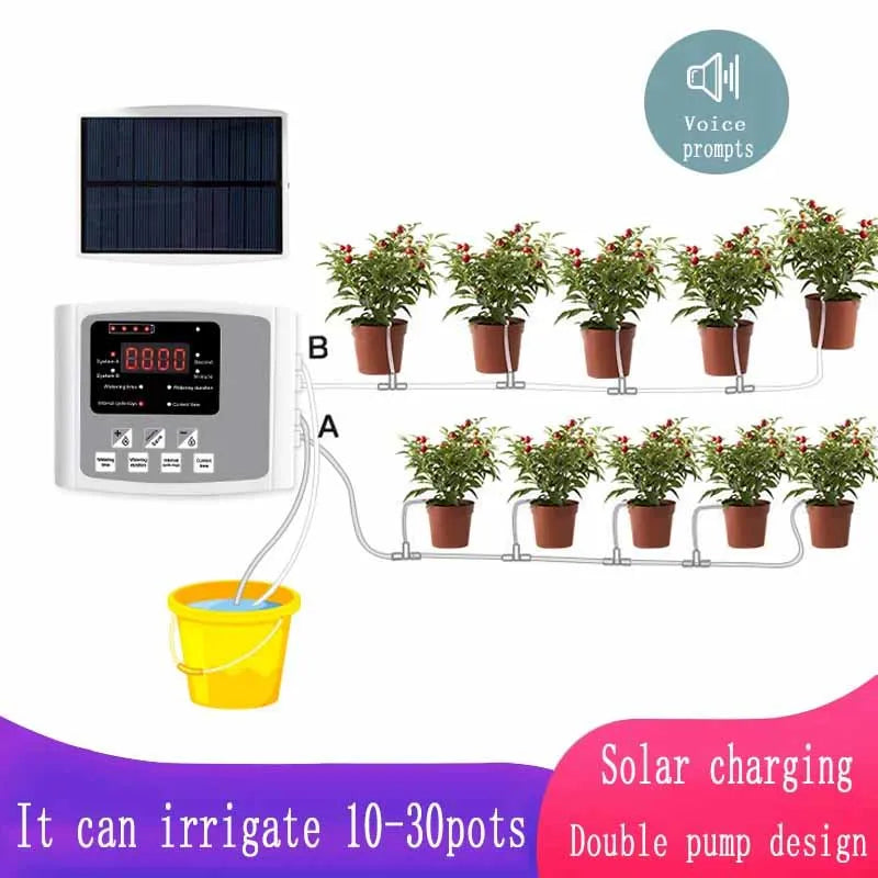 Solar Powered Automatic Garden Drip Irrigation Timer System - Smarsty