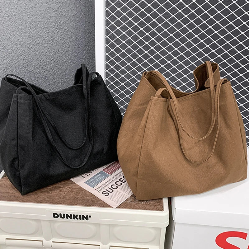 Large Capacity Canvas Shopper Tote Reusable For Women - Smarsty