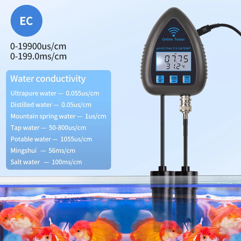 Tuya WiFi 5 in 1 Water Quality Monitor for Aquariums - Smarsty