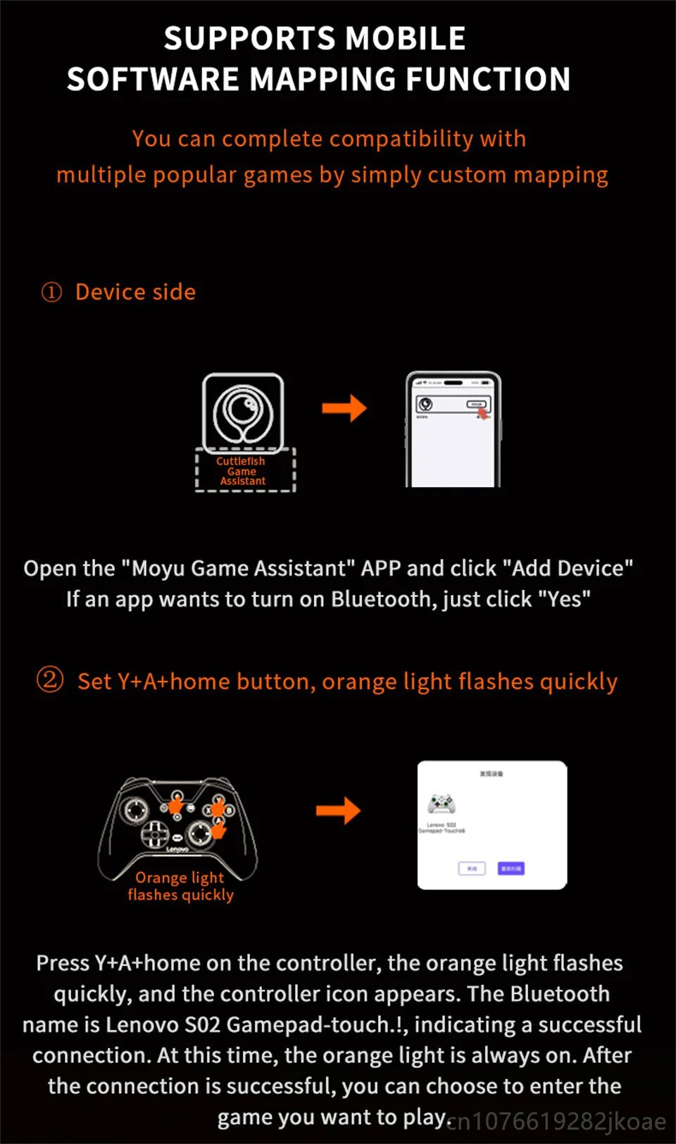 Lenovo S02 Wireless Bluetooth Gamepad with RGB Lighting - Smarsty