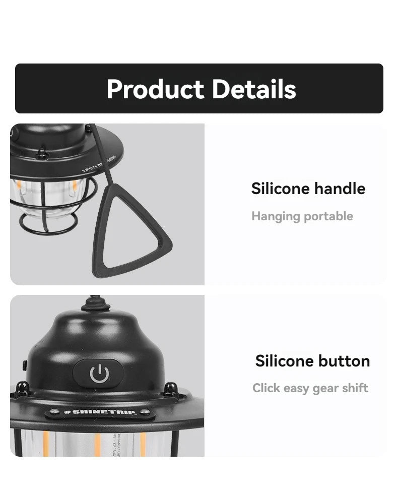 Shine Trip Outdoor Retro Smalldroplight, Campsite Lamp, Atmosphere Lamp, USB Charging Tent Light, LED Camping Hangling Lamp by Smarsty