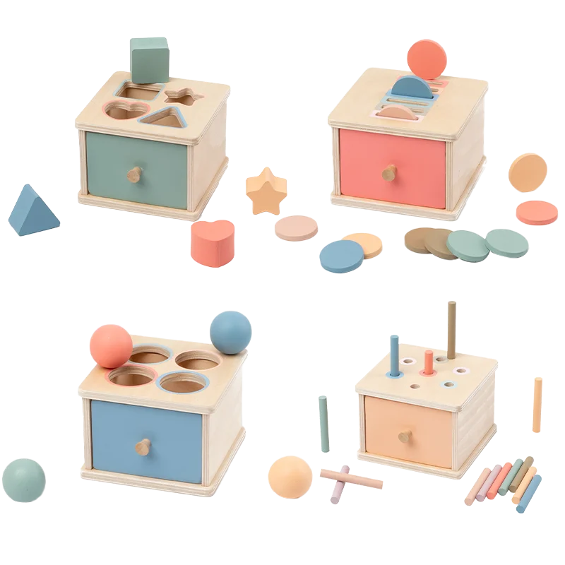 Wooden Color Shape Sorting Toys Drawer Box Busy Board Matching Game Fine Motor Sensory Toys Montessori Learning For Baby Gifts - Smarsty