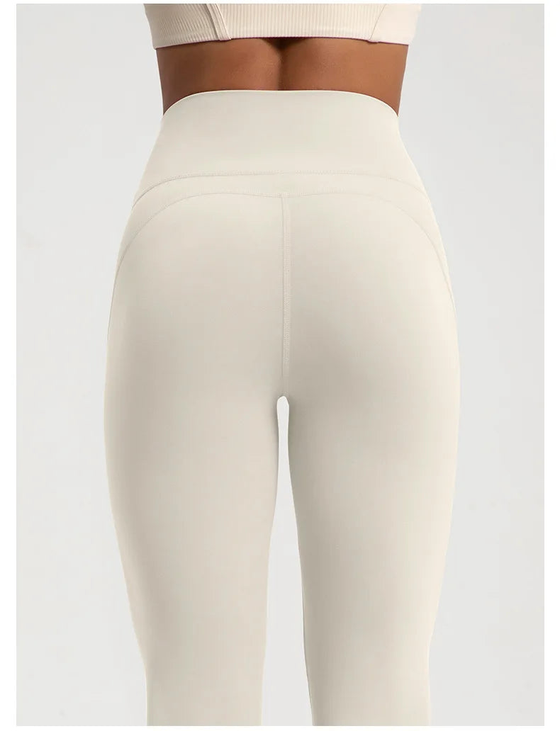 Naked High Waisted Waist Cinching Hip Lifting Fitness Exercise Elastic Bell Bottom Pants Women Casual Outdoor Running Yoga Pants - Smarsty