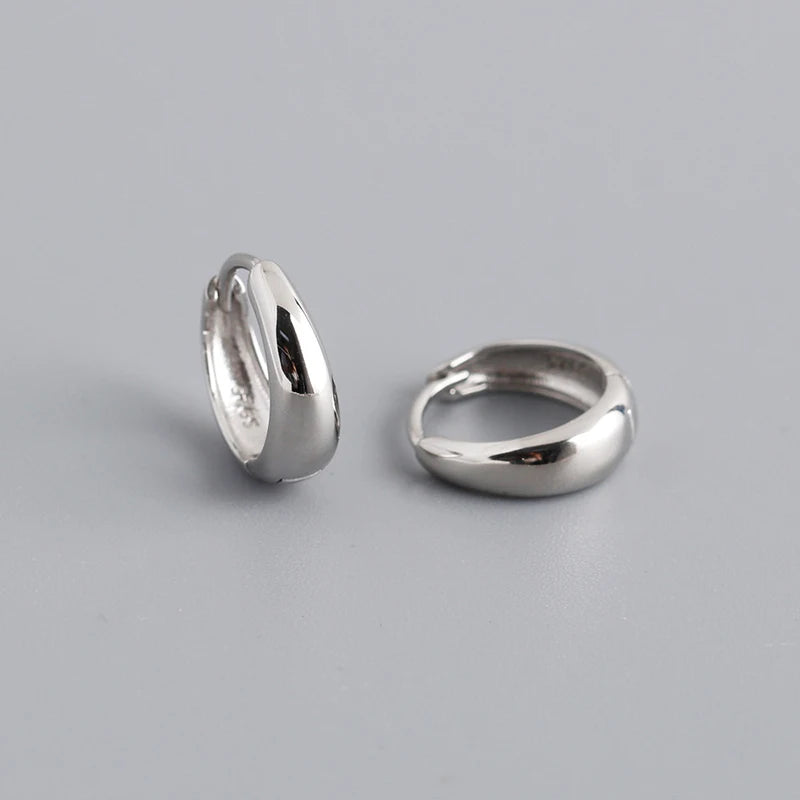 925 Sterling Silver Wide Gothic Huggies Hoop Earrings - Smarsty