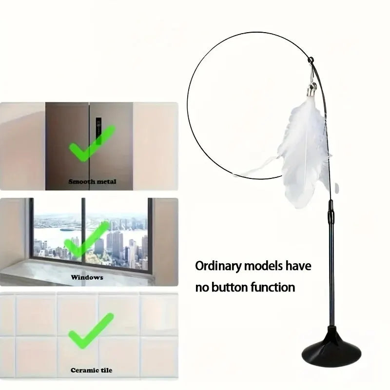 Interactive Cat Teaser Toy with Bell and Feather Wand - Smarsty