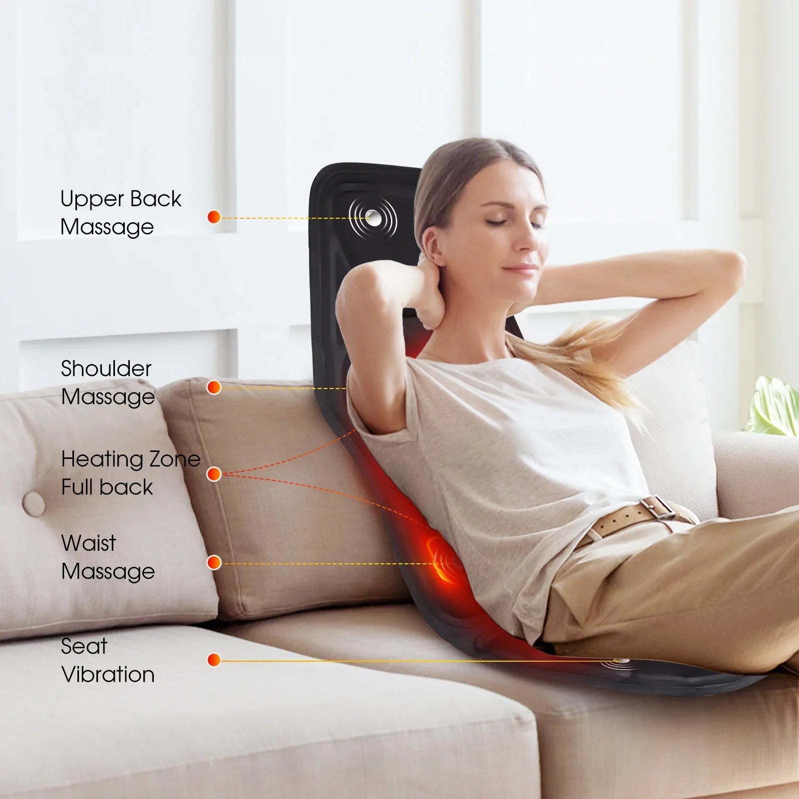 Infrared Electric Back Massager Cushion for Ultimate Relaxation - Smarsty