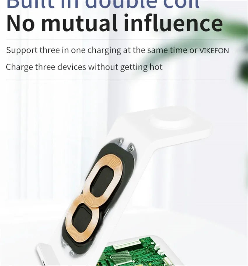 Three In One Wireless Charger Stand Fast Charging Dock - Smarsty