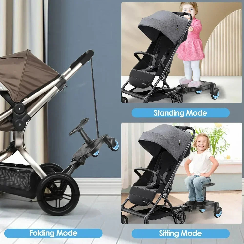 Universal Strollers Step Board Adapter with Seat Second Child Jogger Twins Scooter Baby Pram Hitchhiker Bumper by Smarsty