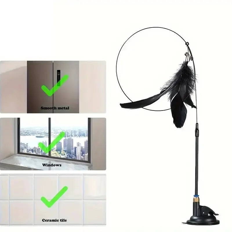 Interactive Cat Teaser Toy with Bell and Feather Wand - Smarsty
