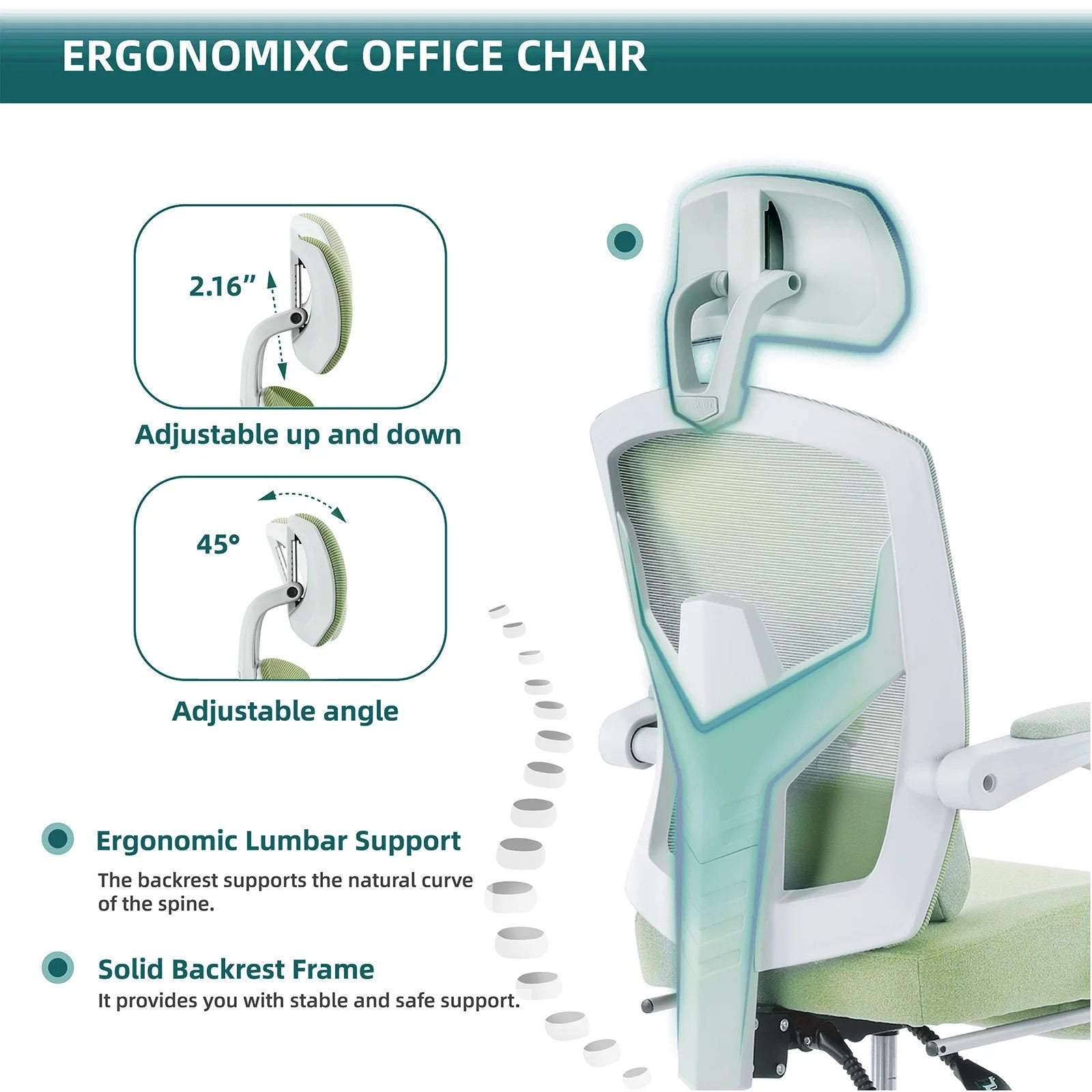 Ergonomic Reclining High Back Mesh Living Room Rocking Gaming Chair Computer Desk Swivel Rolling Lumbar Support Pillow