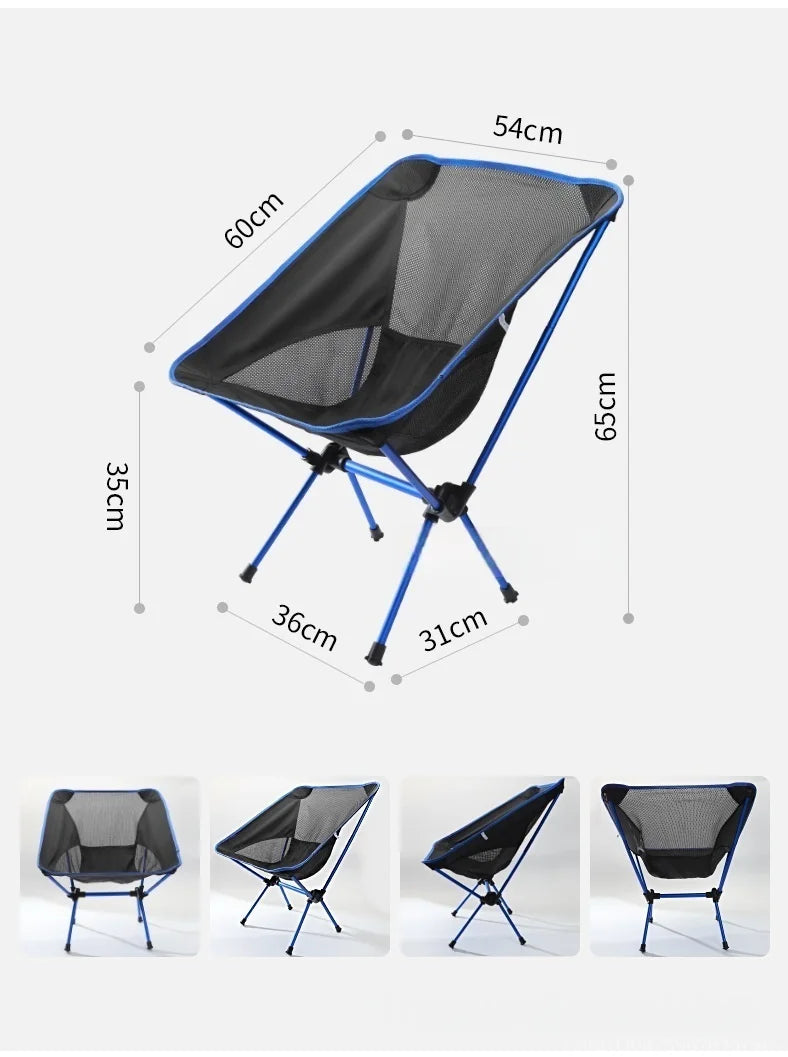 Outdoor foldable chair - ultra-light fishing camping leisure reclining chair - aluminum alloy moon chair - outdoor chair by Smarsty