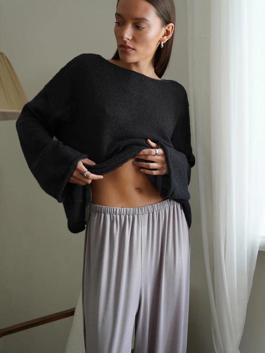 Hirsionsan Elegant Sweater Women 2024 Summer Autumn Casual Fashion Loose Women Pullovers Chic Pink White Jumper Sueter Mujer - Smarsty