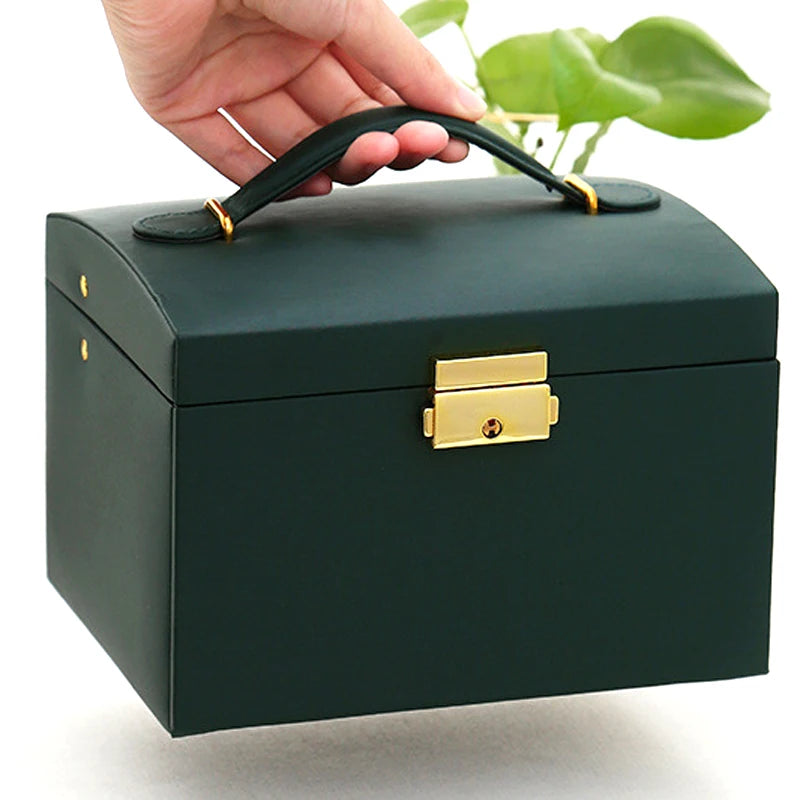 Multi Functional Three Layer Leather Jewelry Box - Smarsty