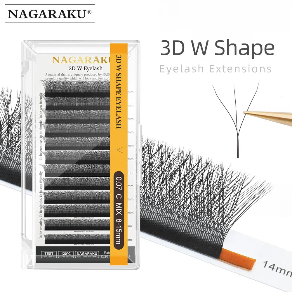 NAGARAKU 3D W Shape Premade Fans Eyelash Extensions - Smarsty