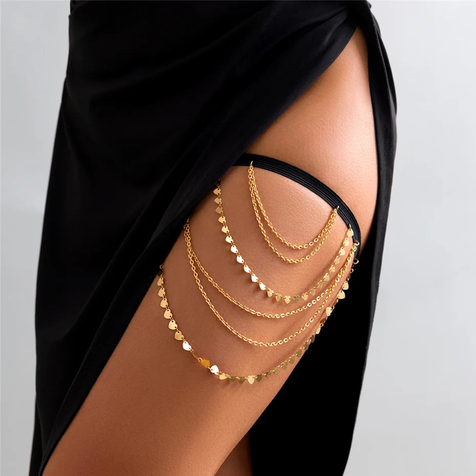 Boho Chic Elastic Band Leg Chain Body Jewelry - Smarsty
