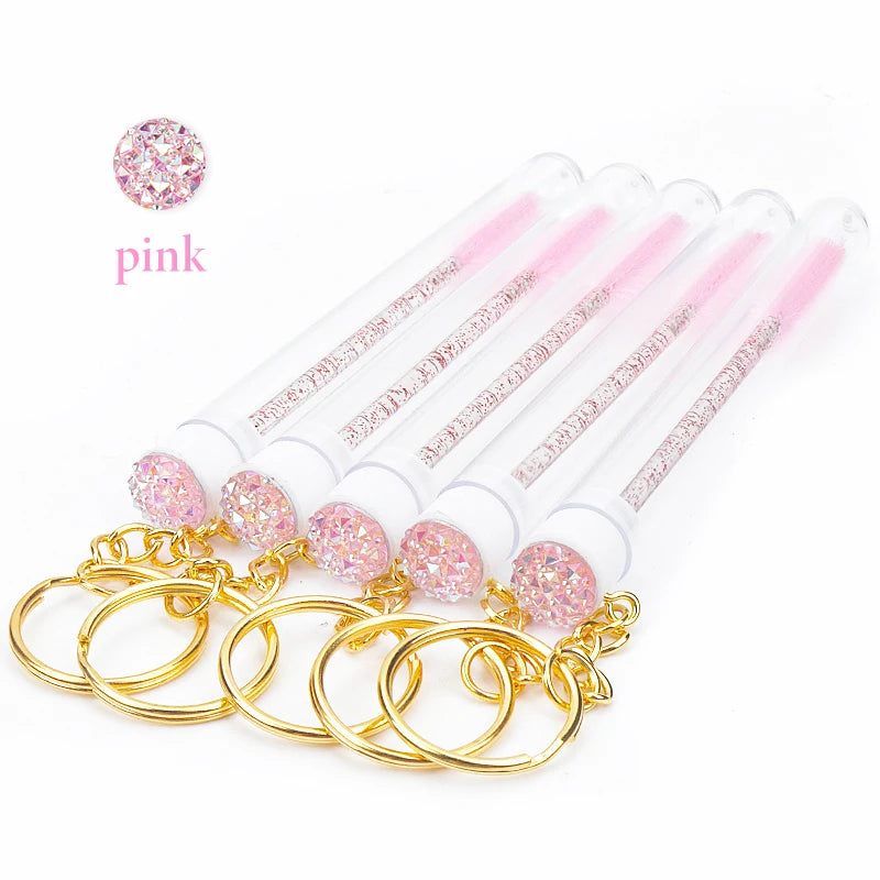 10 Pcs Tube Eyelash Brushes with Gold Keychain Convenience - Smarsty