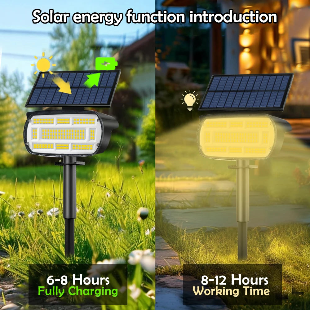 Solar Powered LED Spotlights for Outdoor Landscape Lighting - Smarsty