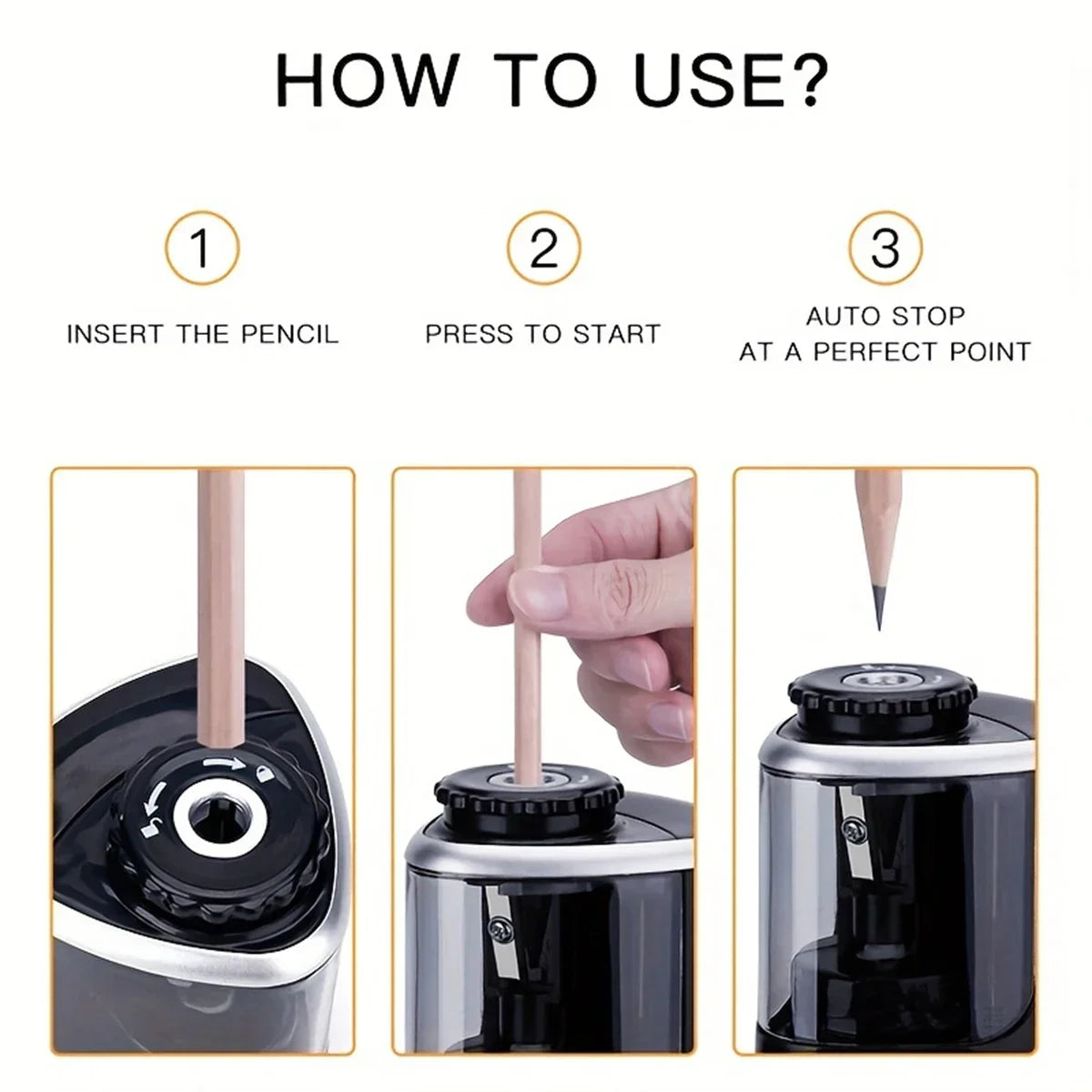 Electric Sharpener Assembly Desktop Automatic Pencil Sharpener Suitable To Pencils (6-8mm) for Students School Office Stationery - Smarsty