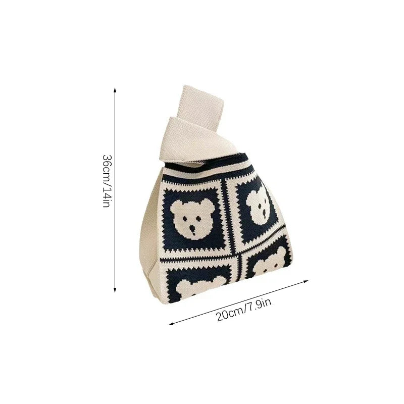 Handmade Knitted Wide Stripe Tote Bag For Women Everyday - Smarsty