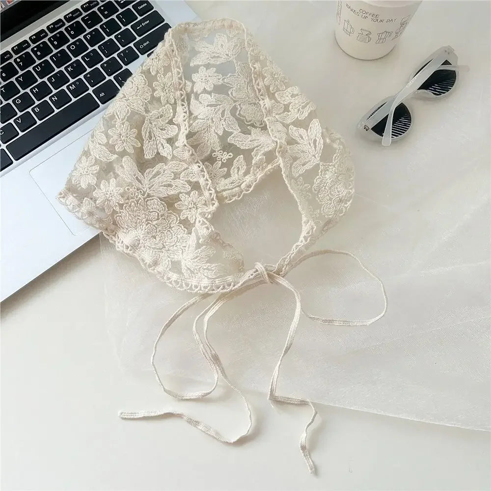 Lace Triangle Scarf Breathable Summer Crochet Headband - Smarsty