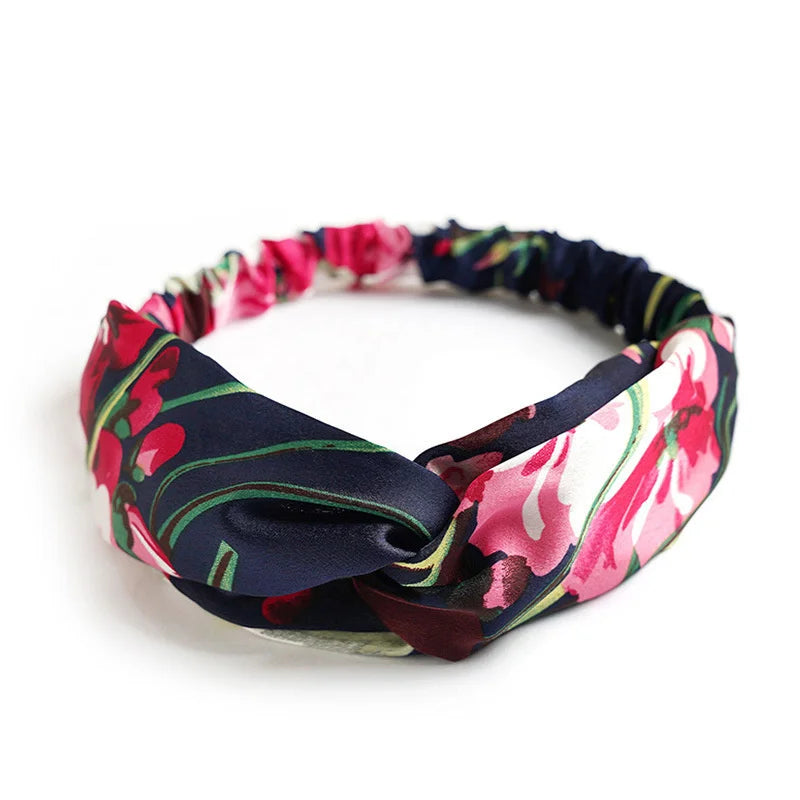 Boho Soft Elastic Headband For Women Vintage Cross Knot - Smarsty
