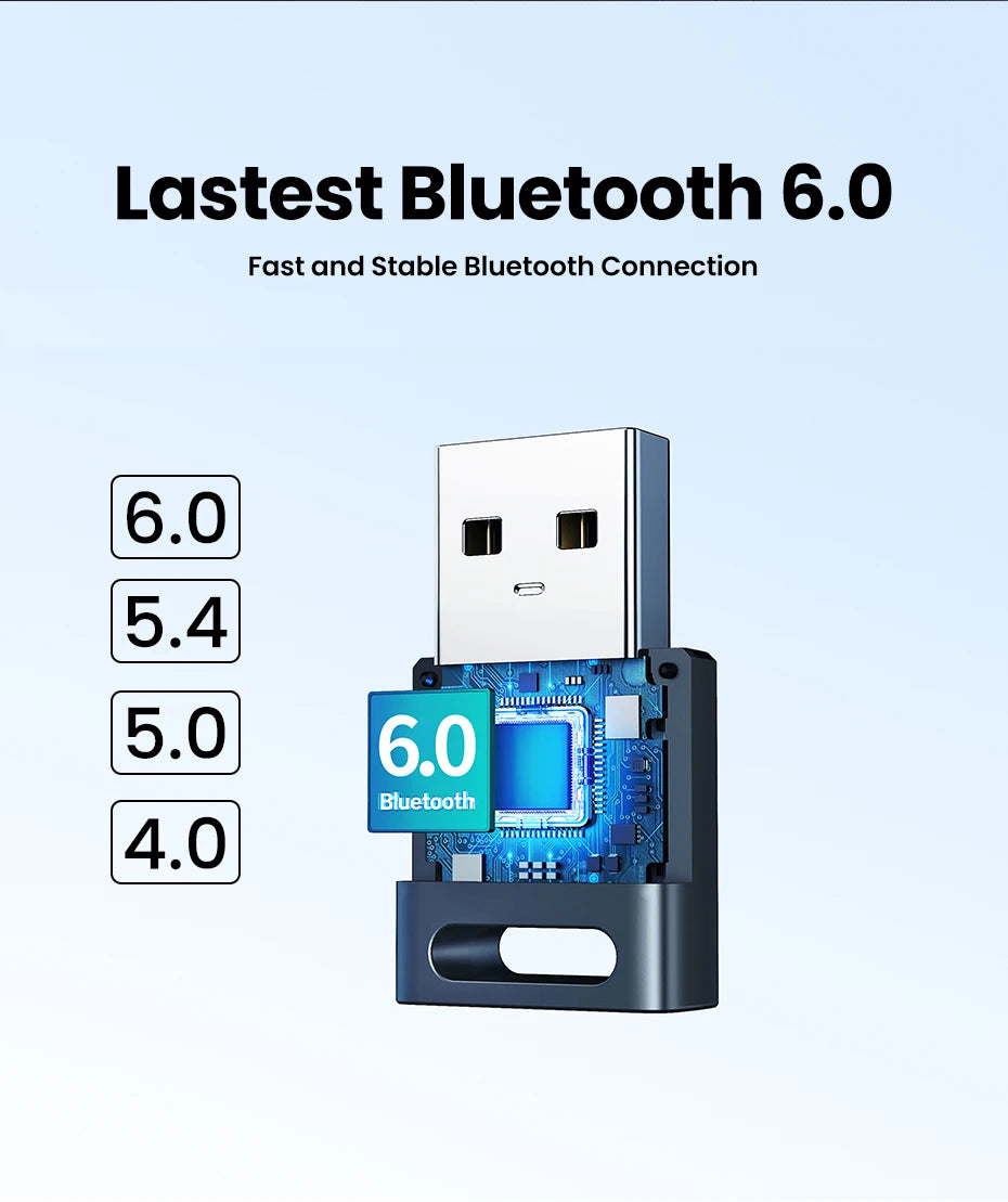 USB Bluetooth Adapter, Bluetooth 6.0 Dongle for PC Windows 11/10/8.1, Bluetooth Receiver & Transmitter for Keyboard/Mouse - Smarsty