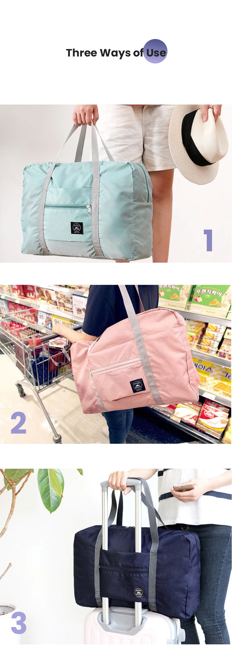 Foldable Travel Duffel Bag Carry On Large Capacity - Smarsty