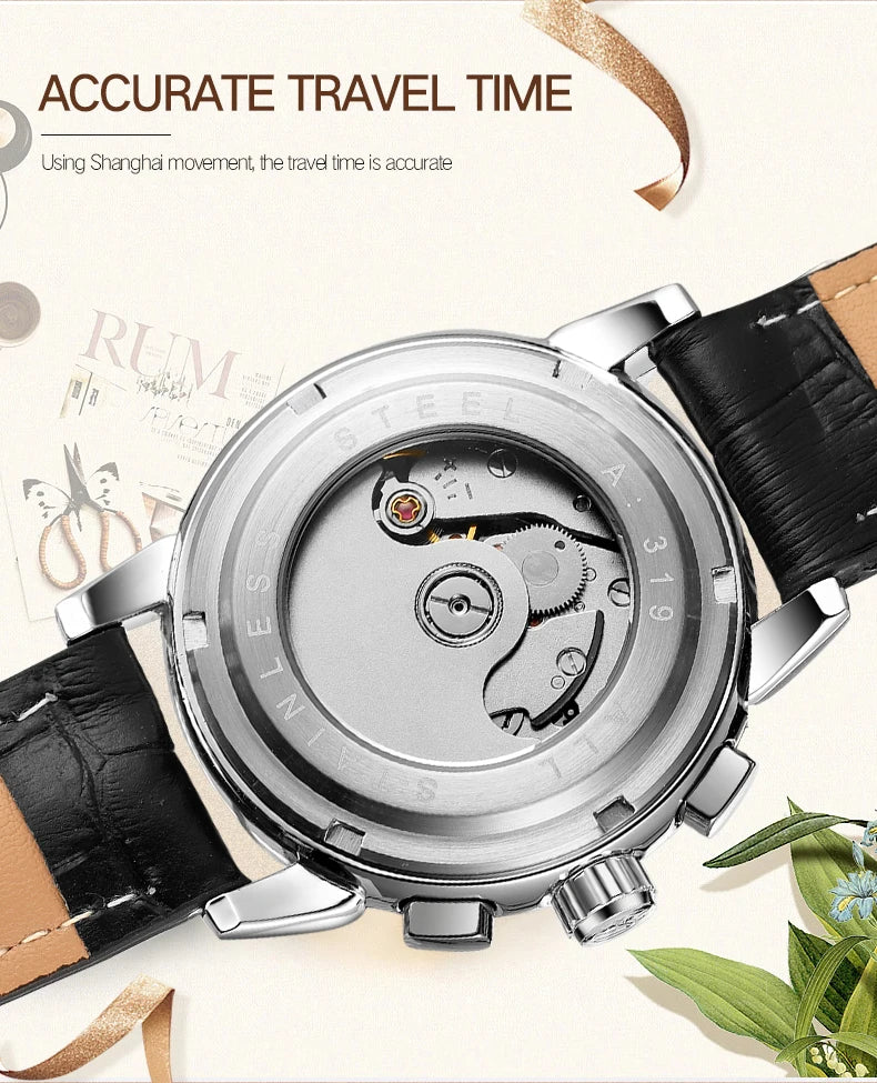 Luxury Women's Automatic Mechanical Wrist Watch with Diamond Moon Phase - Smarsty