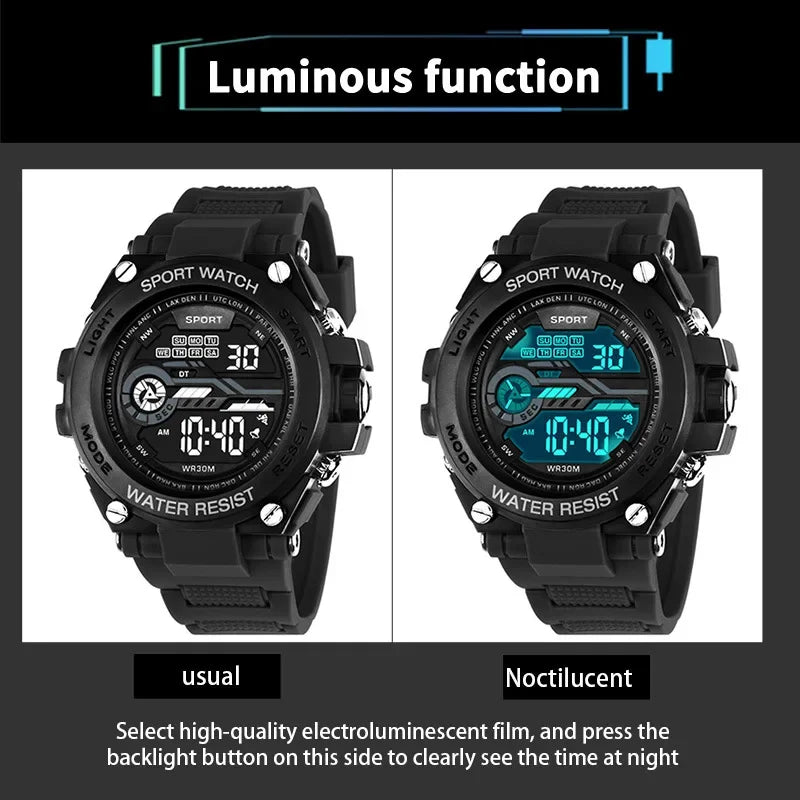 YIKAZE Men's Waterproof Sports Watch with LED Display - Smarsty