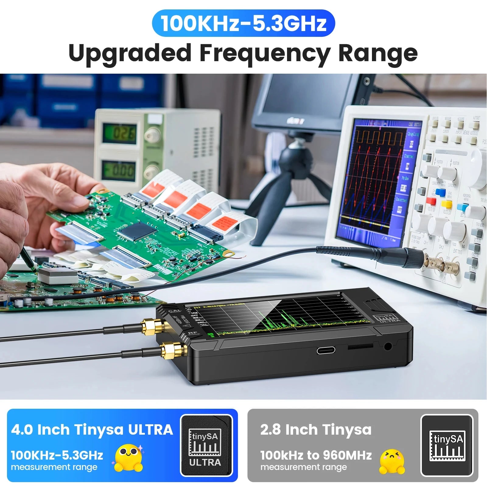 TinySA Ultra Spectrum Analyzer 4 Inch Display 100kHz to 5.3GHz - Smarsty