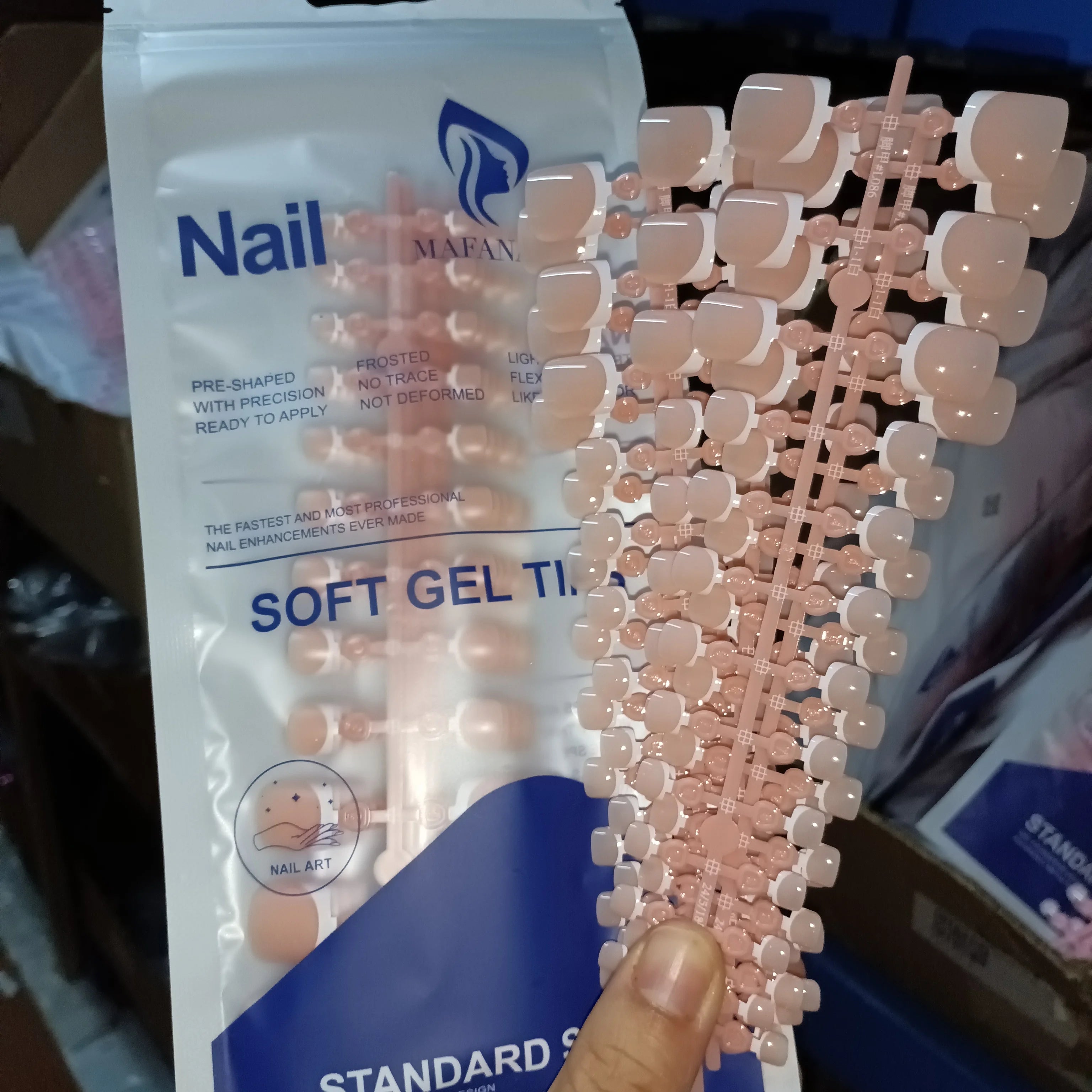 120 Pieces Pink Square Toe Nail Tips Full Cover Extensions - Smarsty
