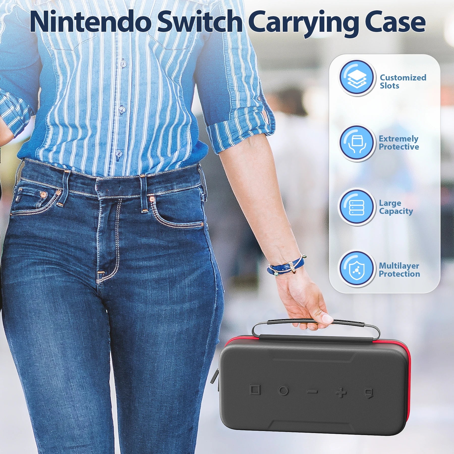 For Switch 2 & Switch Original & Switch OLED Large Storage Bag Anti-Scratch Waterproof Travel Carrying Case for N-Switch 2