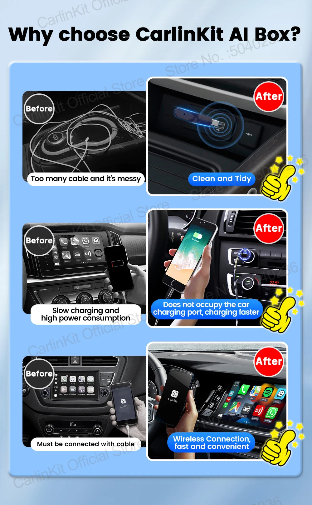 CarlinKit 5.0 Mini Ultra Wireless Adapter Wireless CarPlay Android Auto For OEM Car Plug and Play WiFi Bluetooth Auto Connection - Smarsty