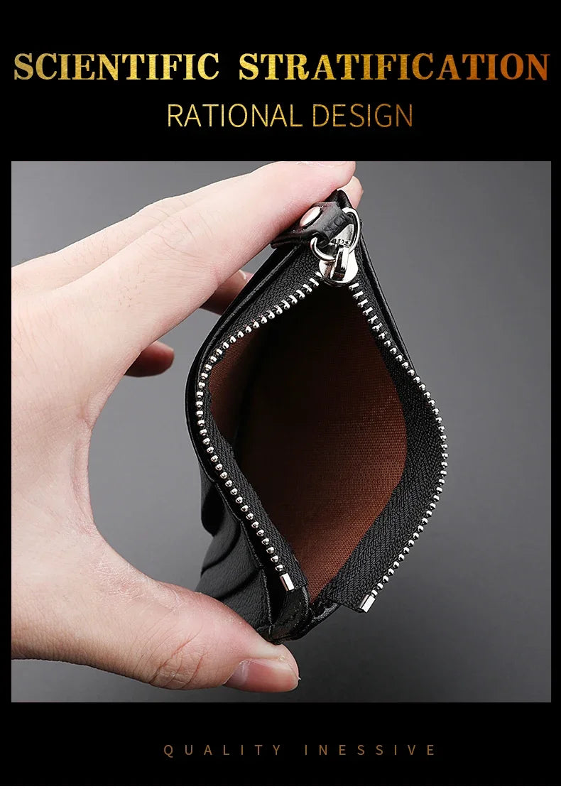 Mini Credit Card Wallet Id Card Holder Men's Small Wallet Thin Sleeve Zipper Short Coin Wallet