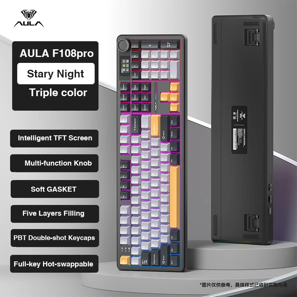 Wireless Gaming Keyboard With Macro Keys And TFT Display