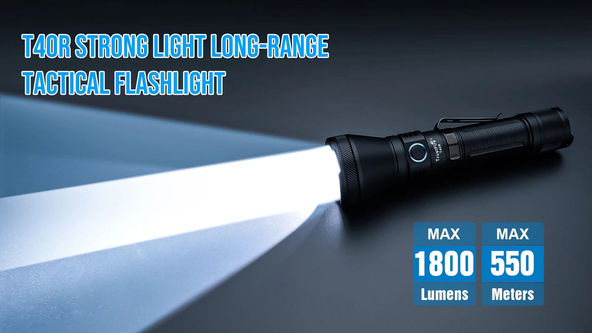 Trustfire T40R Tactical Rechargeable lamp 1800Lumen 550Meter Beam Range Led Flashlight with Usb Charging Self-defense IP68 Torch by Smarsty
