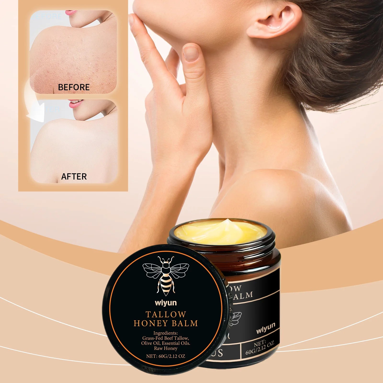 Tallow Honey Cream Hydrating Moisturizer for Elasticity - Smarsty