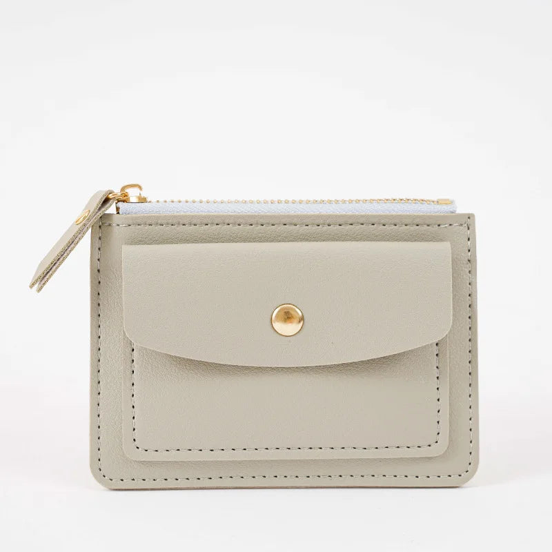 Women Simple Wallet Female PU Leather Purse Mini Zipper Solid Multi-Card Holder Coin Short Wallets Slim Small Wallet Zipper Hasp