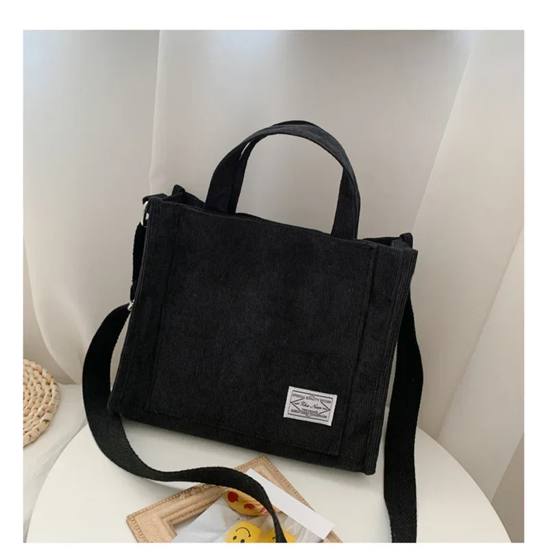 Corduroy Women Handbag Large Capacity Shoulder Bag - Smarsty
