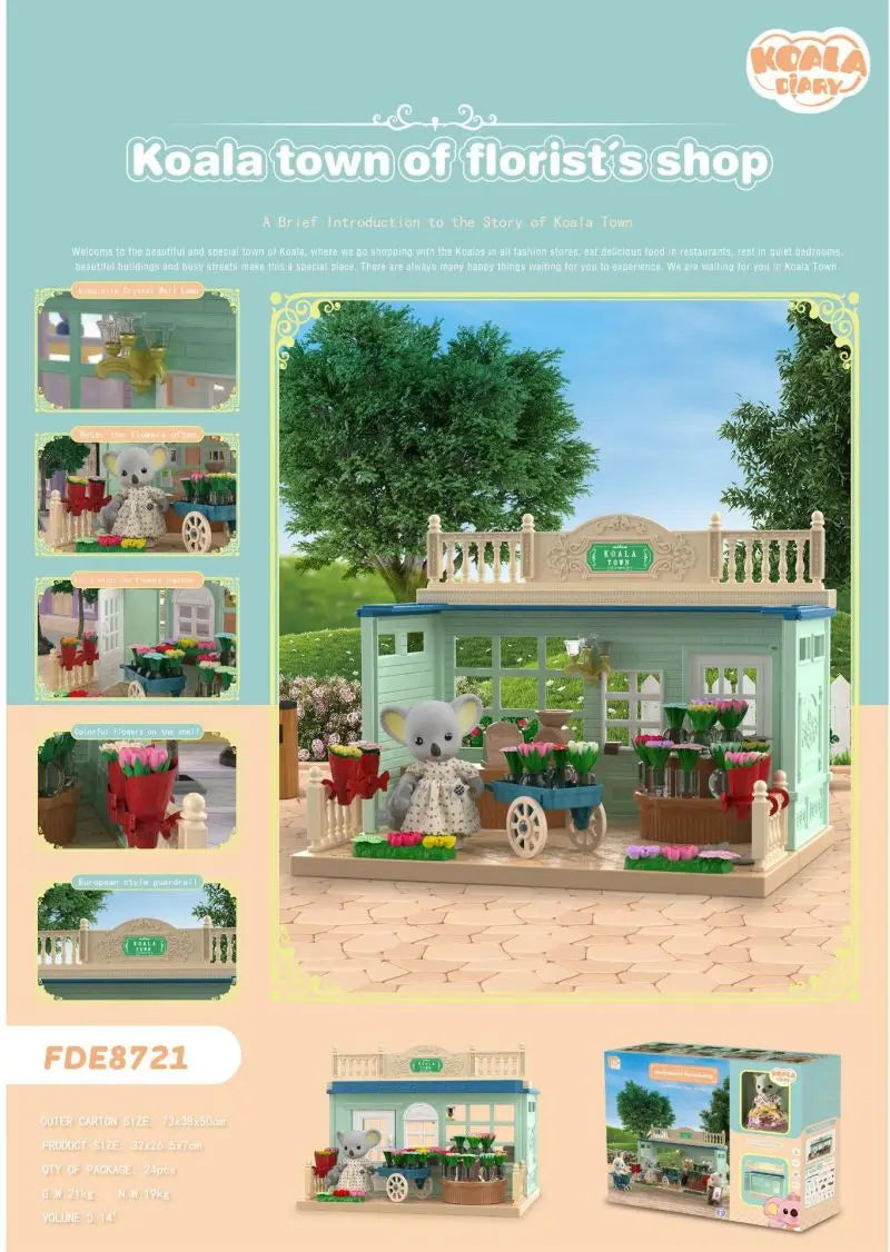 Girls kids Toys Miniature Dollhouse Furniture Shopping PlaySet DIY Family Games Supermarket Flower Store Pretend Toys by Smarsty