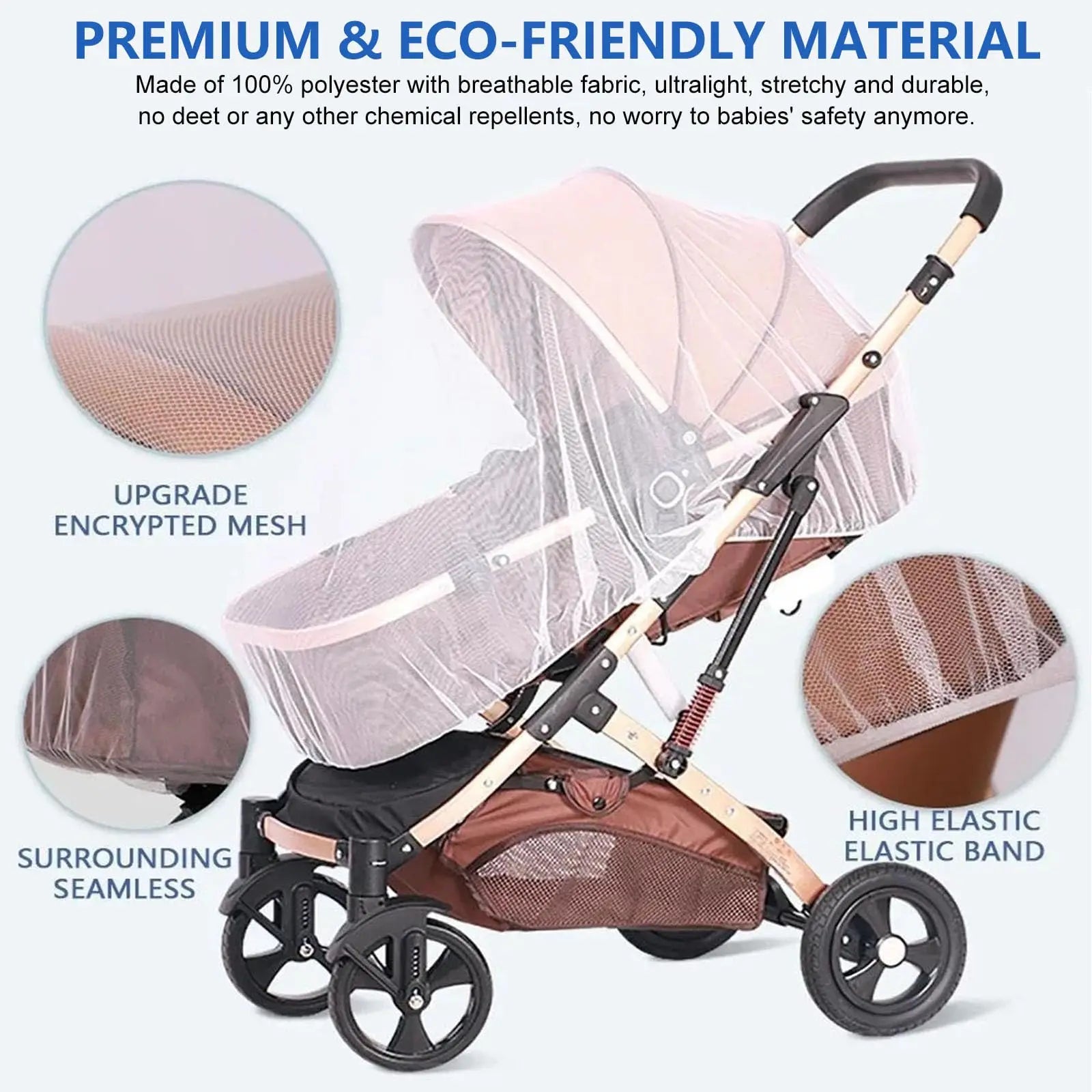 Universal Baby Stroller Mosquito Net - Breathable Mesh Bug Protection For Bassinets, Playards & Cribs