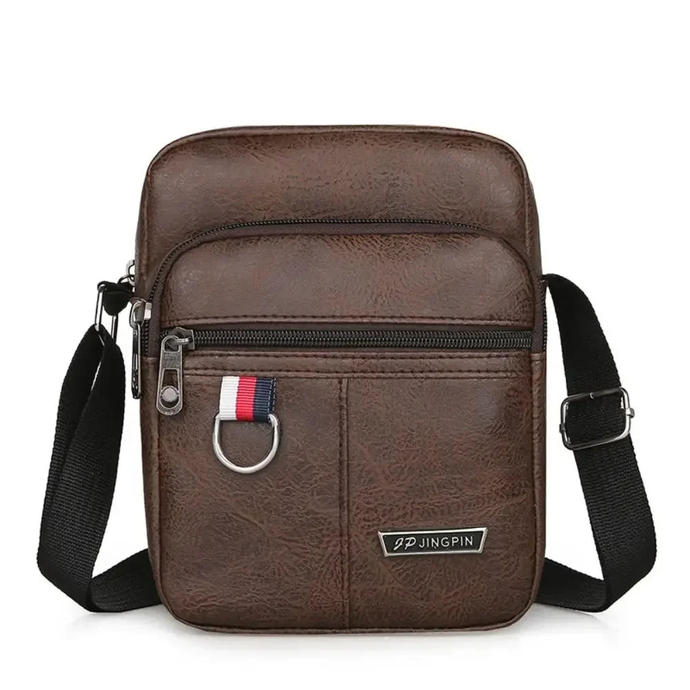 Mens PU Leather Shoulder Bag Large Capacity Crossbody - Smarsty