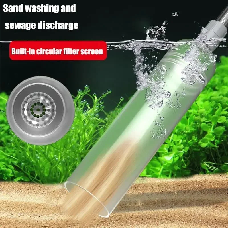 Siphon Pump with Filter Nozzle Fish Tank Water Changer Air Pump Cleaning Accessorie Handheld Aquarium Gravel Cleaner Vacuum Tool - Smarsty