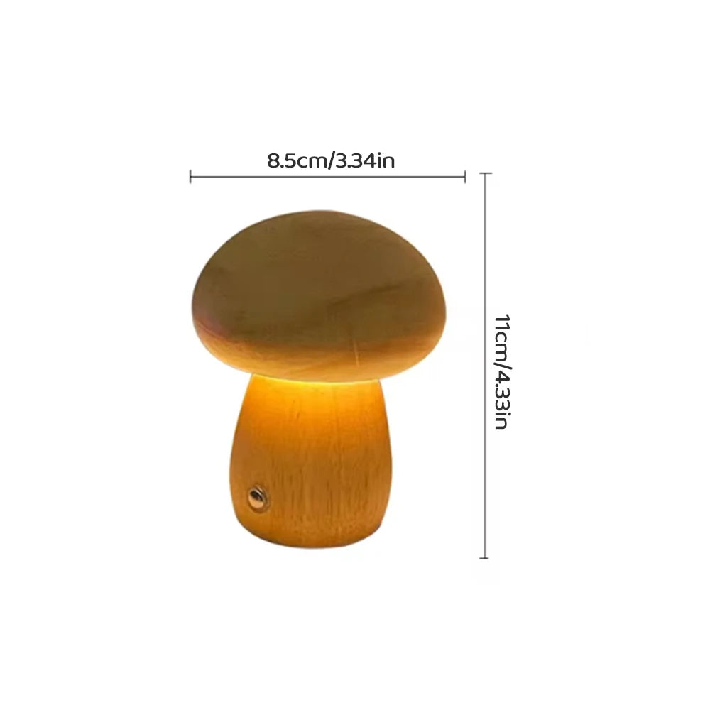 Wooden Mushroom Night Light with Stepless Dimming - Smarsty