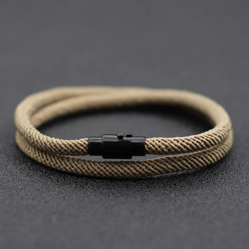 Double Layer Magnetic Buckle Men's Survival Bracelet - Smarsty