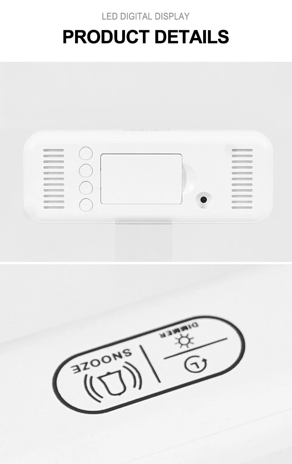Voice Control Digital Alarm Clock with Temperature Display - Smarsty