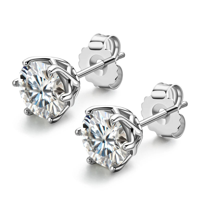 Moissanite Studs 0.5 To 2Ct Sterling Silver Screw Back - Smarsty